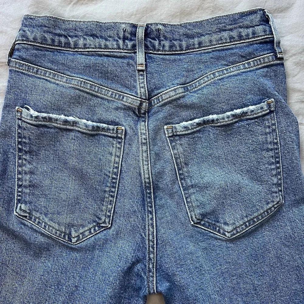 AGOLDE Riley Jeans Womens Size 26x26 High Rise Slim Straight Crop Blue Frequency